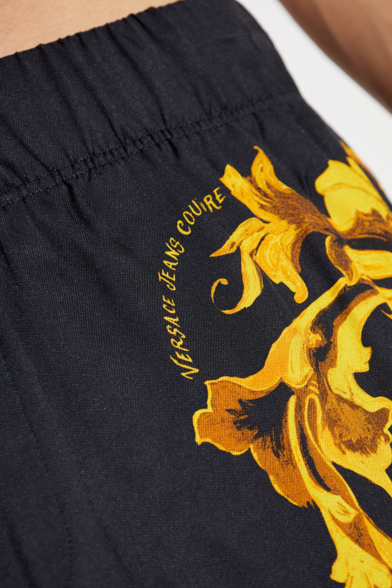 Preto Calções com estampado 